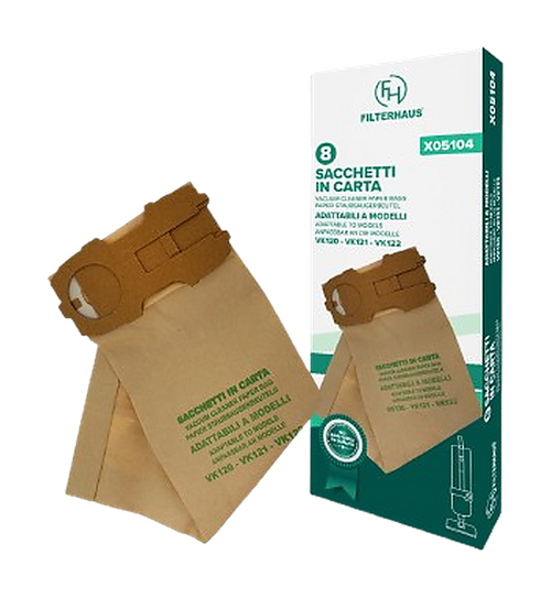 Kit Base compatibile per Folletto VK 120/121/122 - 6 Sacchetti + 2 Filtri