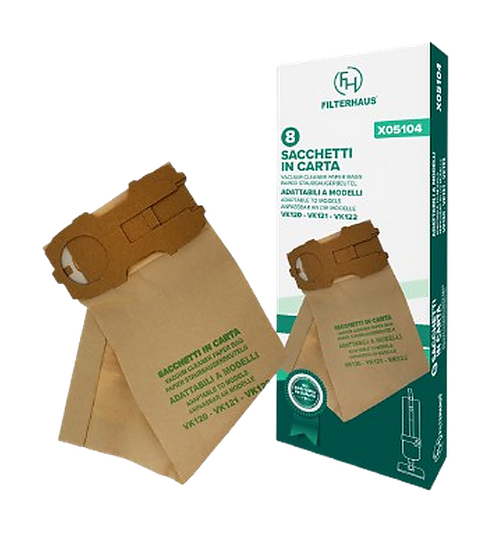 Kit Base compatibile per Folletto VK 120/121/122 - 6 Sacchetti + 2 Filtri