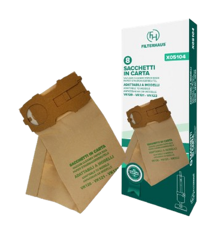 Kit Base compatibile per Folletto VK 120/121/122 - 6 Sacchetti + 2 Filtri