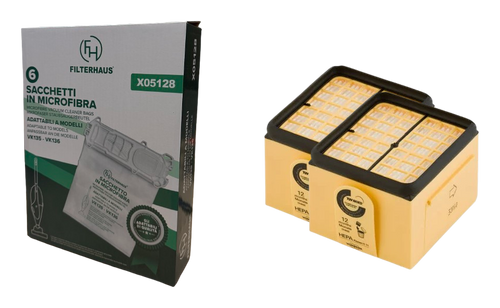 Kit Base compatibile per Folletto VK 135/136 - 6 Sacchetti + 2 Filtri