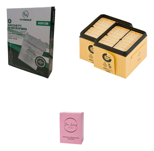 Kit Completo compatibile per Folletto VK 135/136 - 6 Sacchetti + 2 Filtri + Profumo